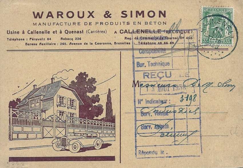 Callenelle Béton Waroux & Simon Carte postale publicitaire